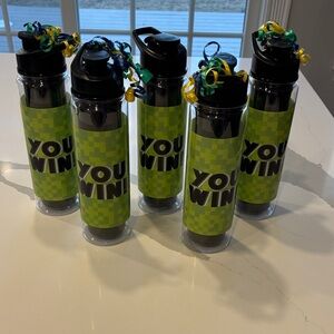 “ YOU WIN!” 5 Pc. Grn & Blk Celebration Thermos Water Bottles 11 In. H/ 8 oz.